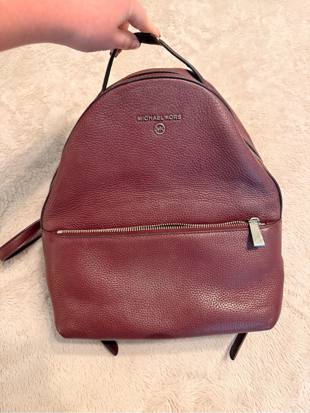 Michael Kors Burgundy Pebbled Leather Backpack – Authentic